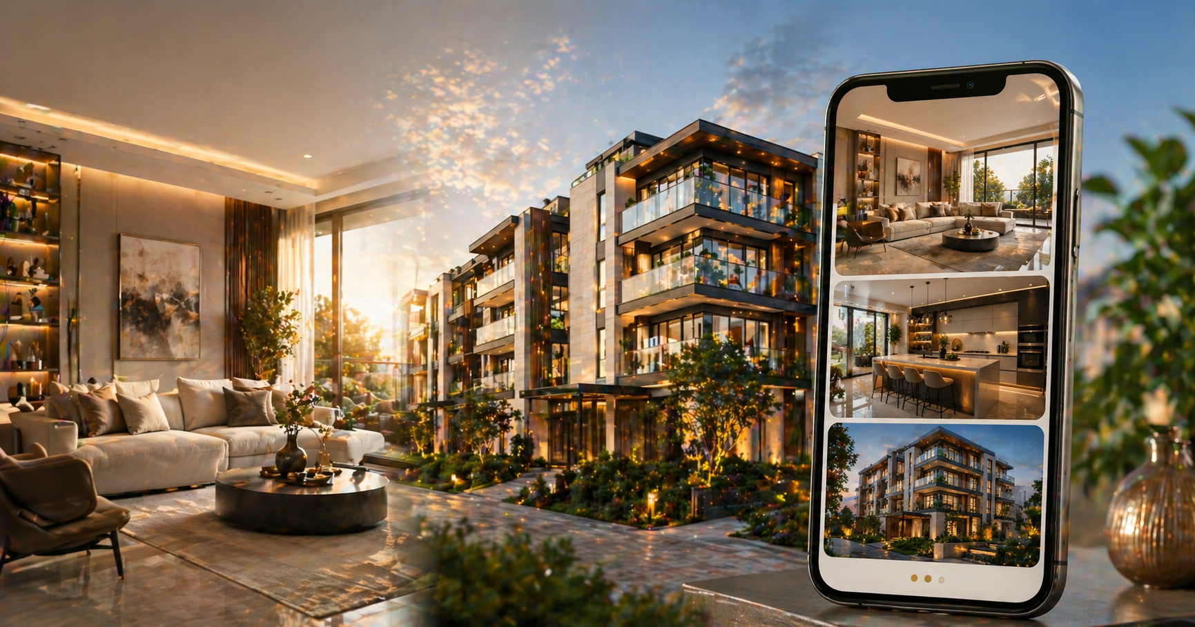 PrimeNCR Realty owner dashboard — property + leads + photoshoot reel on phone